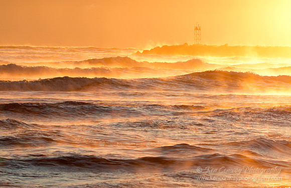 sea smoke at sunrise