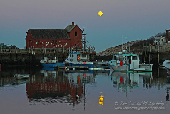 Moonrise at Motif #1 in Rockport, MA